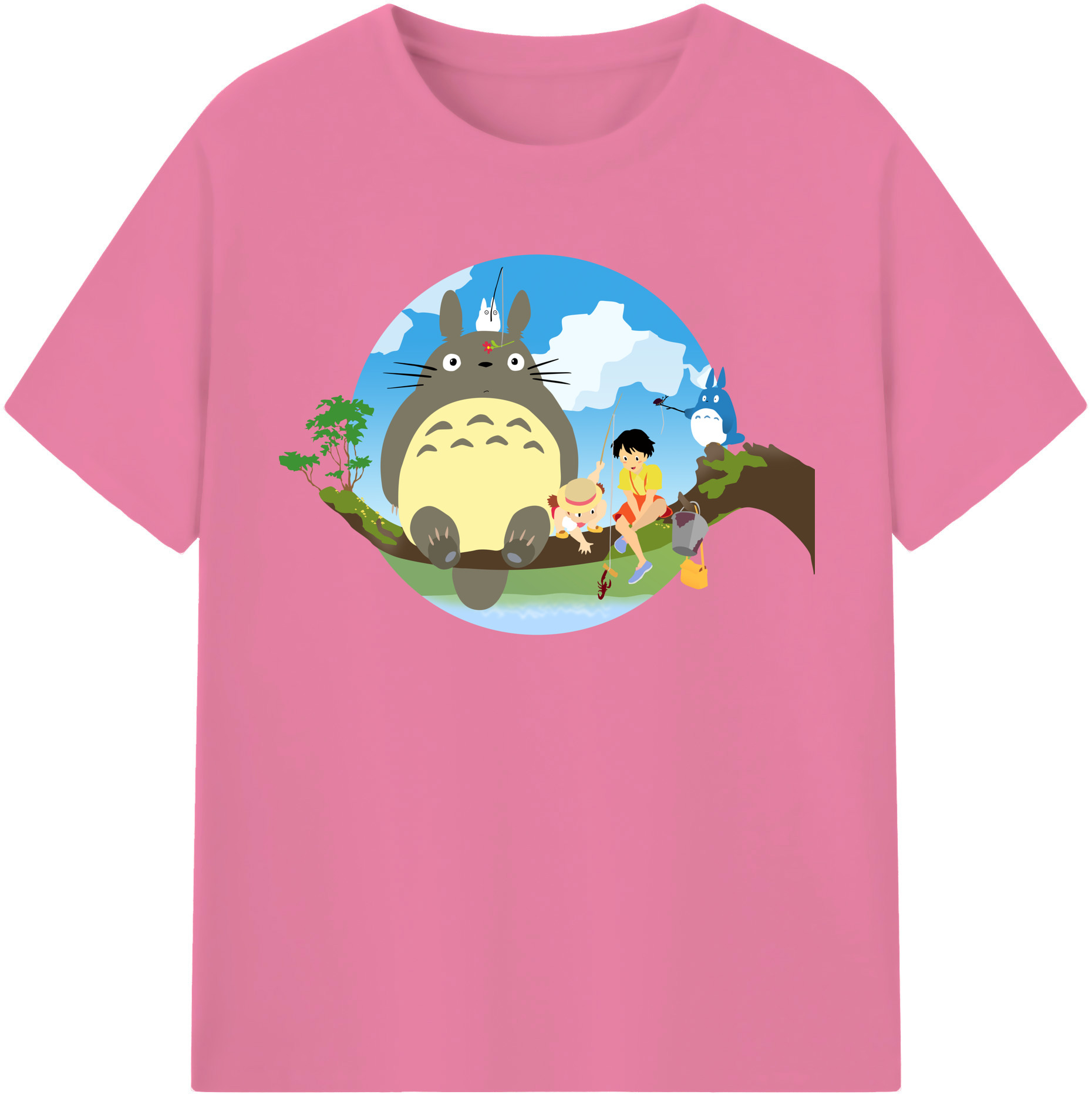 （画像用） となりのトトロ 草壁メイ 草壁サツキ My Neighbor Totoro Satsuki Kusakabe Mei Kusakabe 綿100％半袖Tシャツ（フロントプリント）